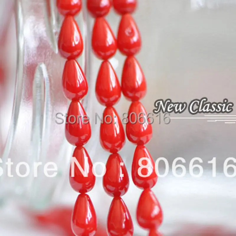 

5*9MM 88Pcs Red Tear Drop Type Natural Stone Loose Coral Strand Jewelry Beads Findings