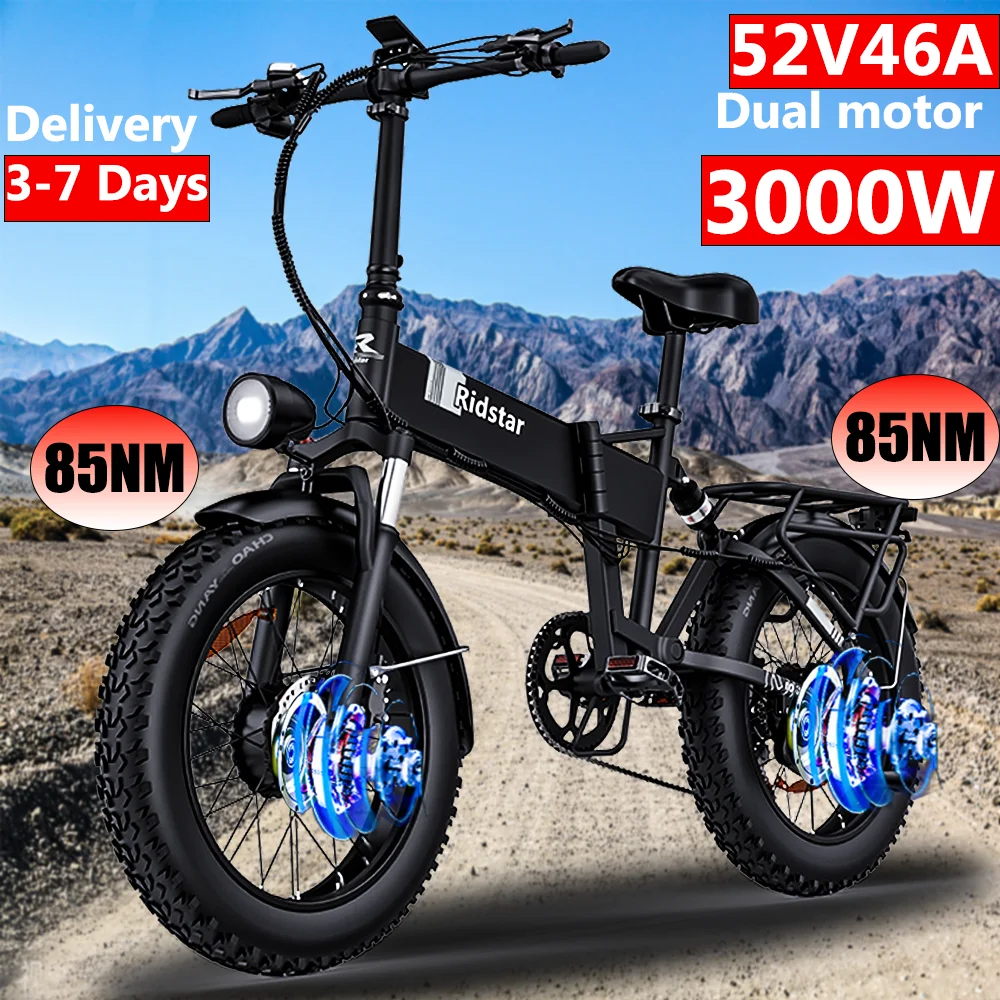 H20 Pro E Bike 3000W Dual Motor 52V46AH Lithium Battery City Trip