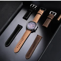Suitable for Samsung S3/Watch4  Honor magic2 leather watch strap business 44 / 46mm wristband men