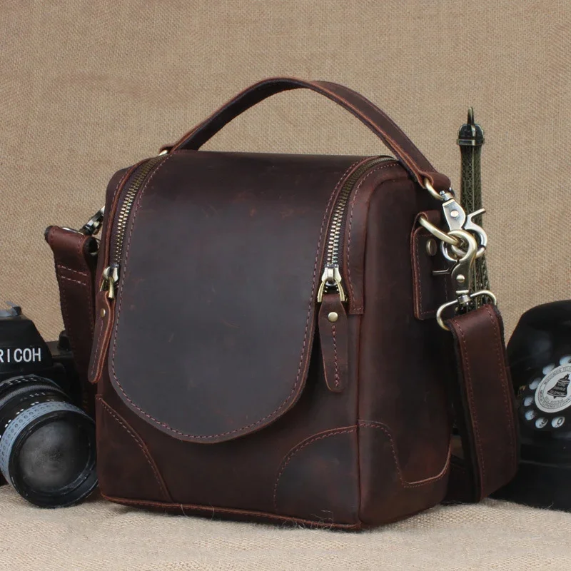 

Сумка ручной работы из натуральной кожи для зеркального фотоаппарата в стиле ретро, сумка-мессенджер через плечо для мужчин и женщин, сумка в винтажном стиле