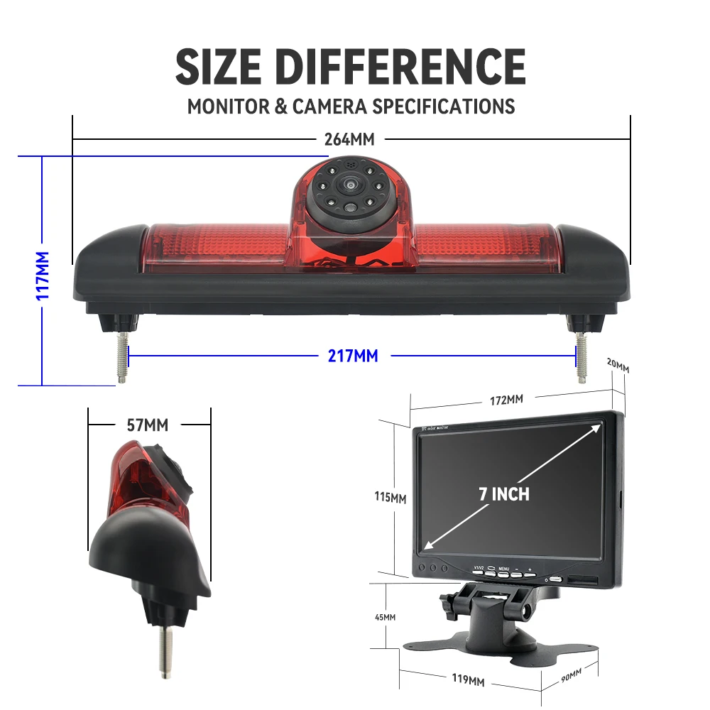 MJ두드 170 ° 자동차 AHD 1080P 브레이크 라이트 FIAT Ducato 후면보기 카메라, CITROEN Jumper PEUGEOT Boxer 2006-2015 용 7 모니터 포함