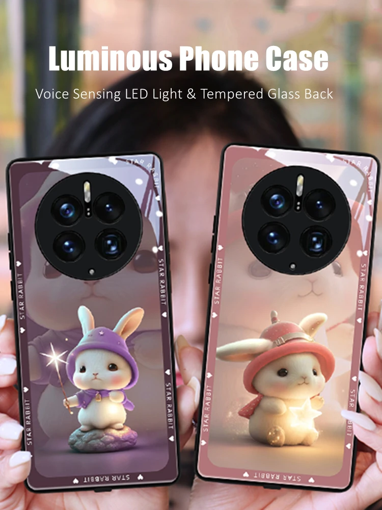 

Star Rabbit LED Light Glowing Luminous Tempered Glass Back Phone Case for OnePlus 6 6T 7 7T 8 8T 9 9R 10 Ace Nord N20 N200 Pro
