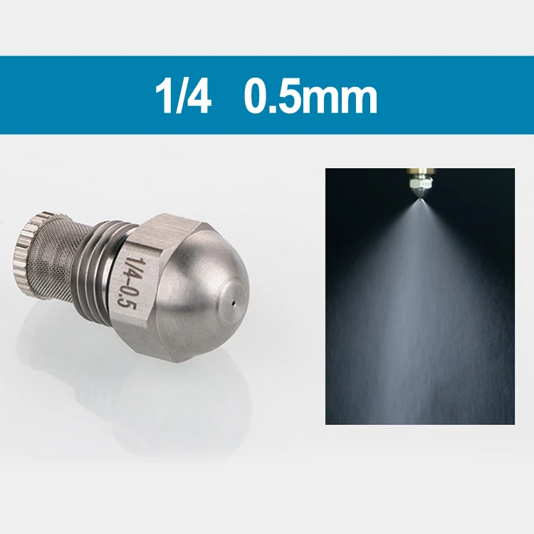 Atomizing Spray Mist Nozzle Dia 0.3-1.5mm Fine Atomizing Spray 1/4BSPT High And Low Pressure Mist Nozzle Orifice Stainless Steel