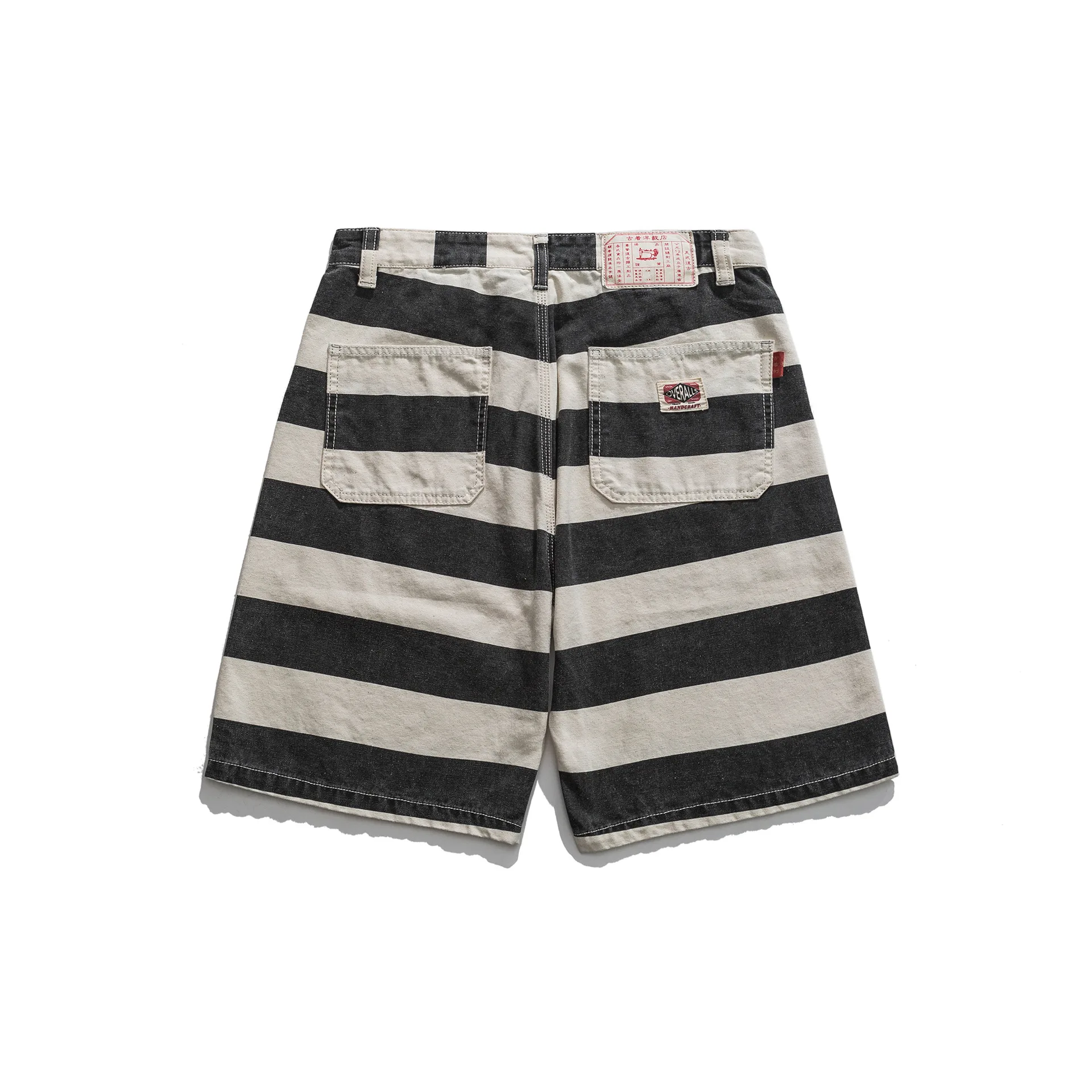 Sport Shorts Men Canvas Prisoner Overalls Shorts Retro Motorcycle Striped Pants AMEKAJI Outdoor Hiking Trekking Camping Clothing Riding
