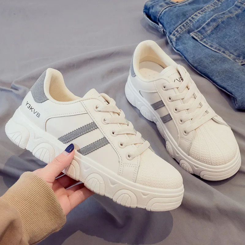 Fashion White Women Chunky Sneakers White Shoes Lace-up Tenis Feminino Zapatos De Mujer Platform Women Casual Shoes Female