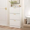 Shoe Cabinet Storage with 3 Flip Drawers for Entryway, White Slim Freestanding Modern Narrow Shoe Organizer Rack 6