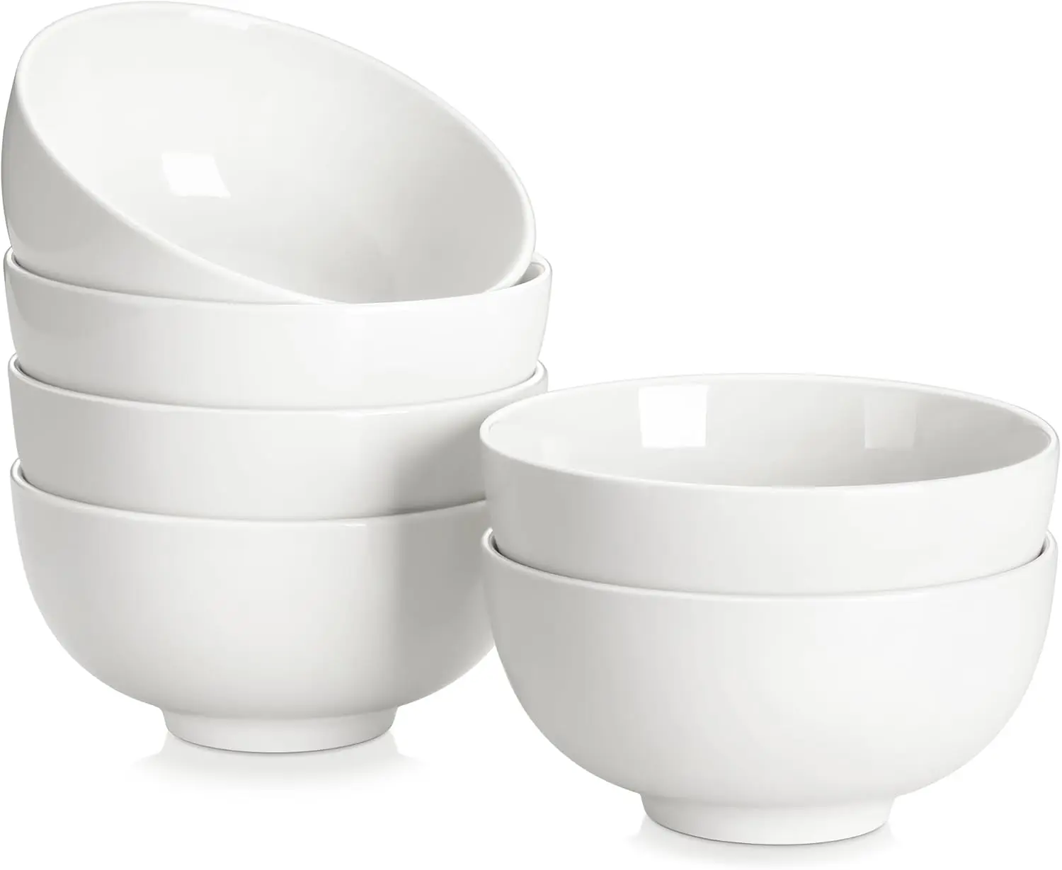 26 oz Porcelain Soup & Cereal Bowls Set of 6 – White Ceramic 6-Inch Bowls 1