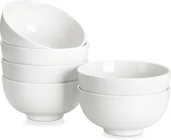 26 oz Porcelain Soup & Cereal Bowls Set of 6 – White Ceramic 6-Inch Bowls 1