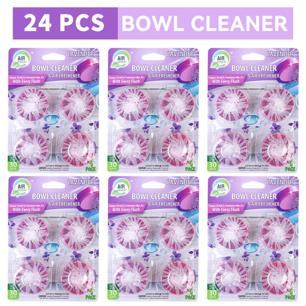 Air Fusion Automatic Toilet Bowl Cleaner Tablets 24 Pc 6 Pack Lavender Scent Slow-Releasing Toilet Tank Cleaners for Deodorizing