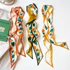 2024 New Korean Fruit Pattern Narrow Long Silk Scarf For Women With Hair Tie Scarf Professional Scarf Ribbon Tied Bag 7X130CM 2