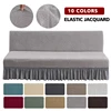 Jacquard Armless Futon Cover with Skirt Ruffled Stretch Futon Sofa Bed Cover Machine Washable Stain Resistant Futon Couch Cover 1