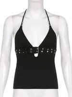 y2k Bandage Crop Top Black Backless  Top Lace Up Cute Party Beach Summer Sweats Women Retro Basic Mini Vest Punk - Image 6