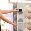 Non-Woven Double-Sided Underwear Storage Bag Wardrobe Hanging Bag Folding Clothing Organizer Transparent Socks Bra Storage Bags 2