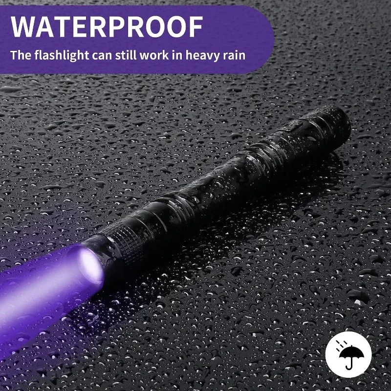 UV Flashlight 1/2PCS 395nm Ultraviolet Torch Pen Clip Portable AAA Batteries Pet Urine Scorpion Detector