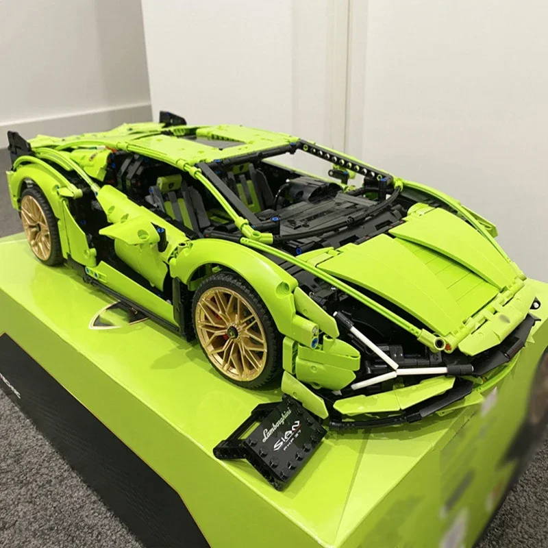 

3696PCS Champagne Lambo Technical Car Fit 42115 SIAN Roadster Model FKP37 Kit Model Building Blocks Toys Kids Christmas Gifts