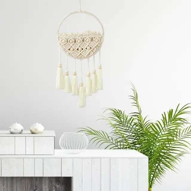 Kézzel Szőtt Gobelinn Nettó Tárolózsák Szárított Virágfal Dekoráció Kreatív Száraz Virág Zseb Barkács Elrendezés - Image 3