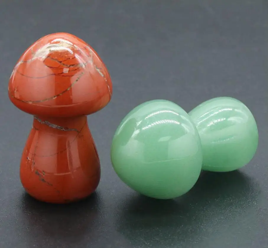 Natural Crystal Stone Mushroom Ornament  Healing Crystal Amethyst Aventurine Rose Quartz Crafts Garden Flowerpot Room Decoration