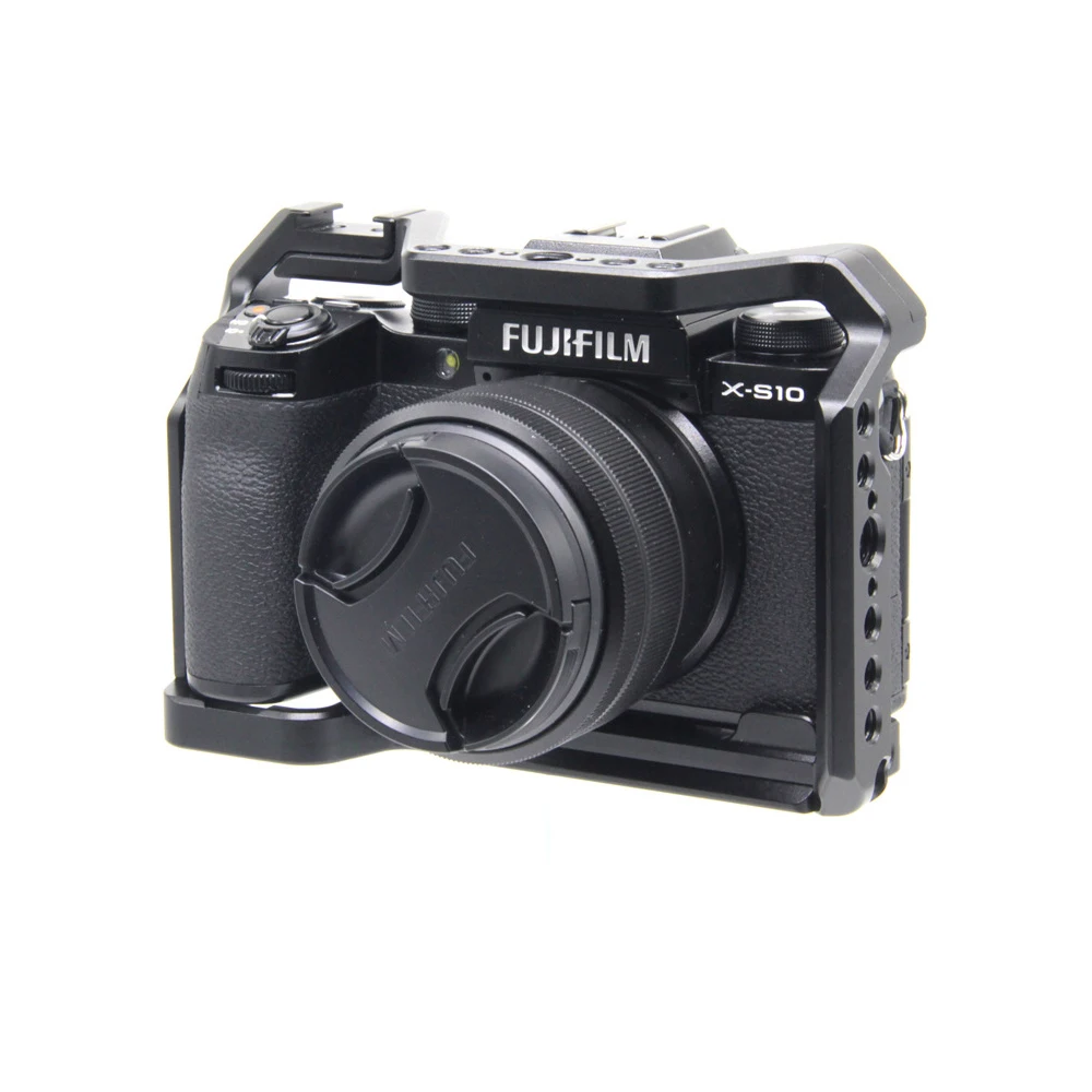 X-S10 카메라 리그 금속 케이지, FUJIFILM X-S10 폼 피팅 풀 케이지, 손잡이가 있는 콜드 슈 마운트, 많은 1/4 인치 스레드 구멍, XS10