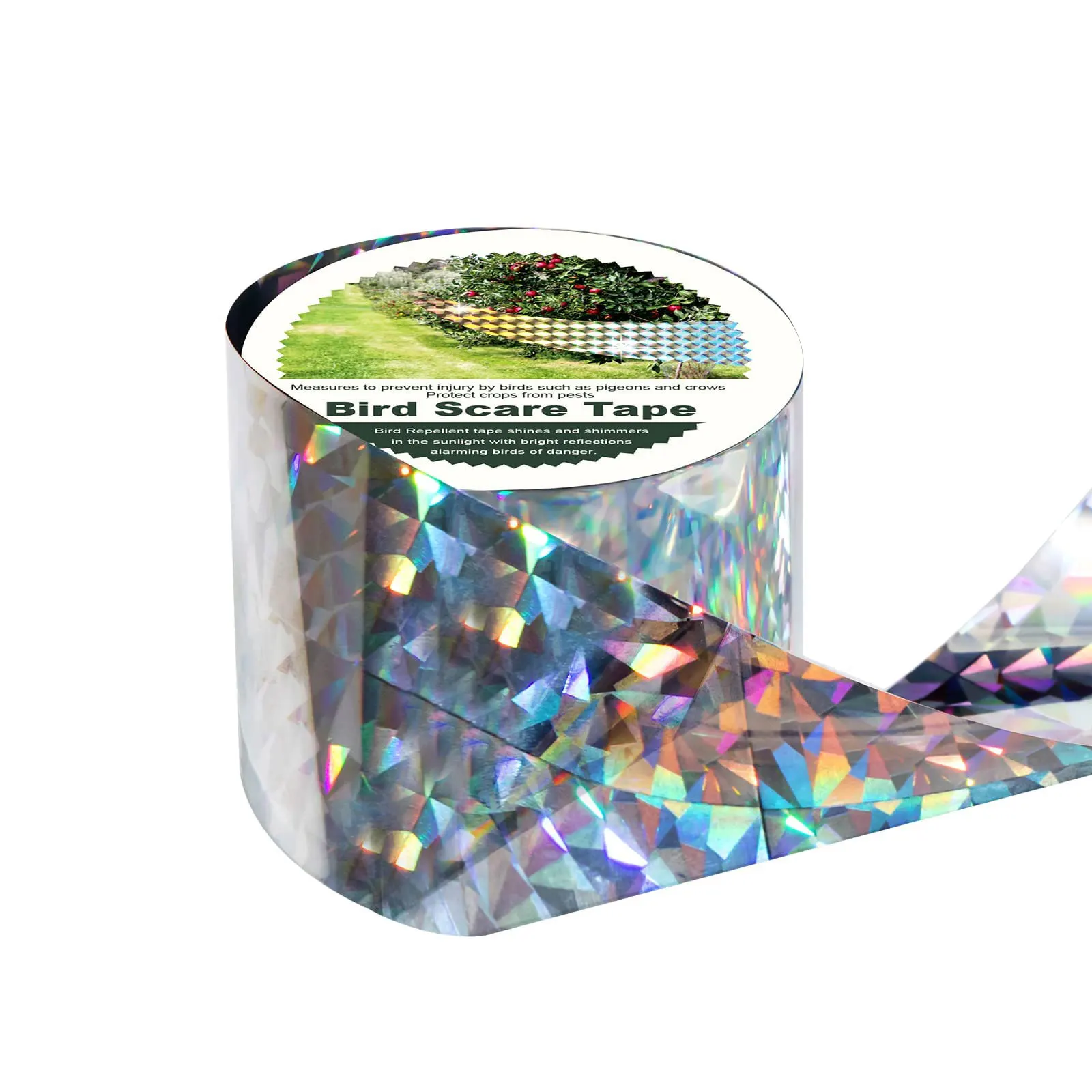 Bird Reflective Tape Ribbon 350 Feetx1.9 Inches Dual-Sided Bird Scare Tape Outdoor for Garden, Farm, Orchard Or Courtyard