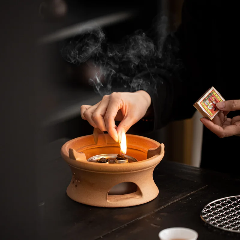 Japanese Handmade Kungfu Tea Set Teapot Round Furnace Fast Alcohol Furnace Dry-fired Clay Teapot Beam Kettle Teaware Kitchen Bar tea brewing pot
