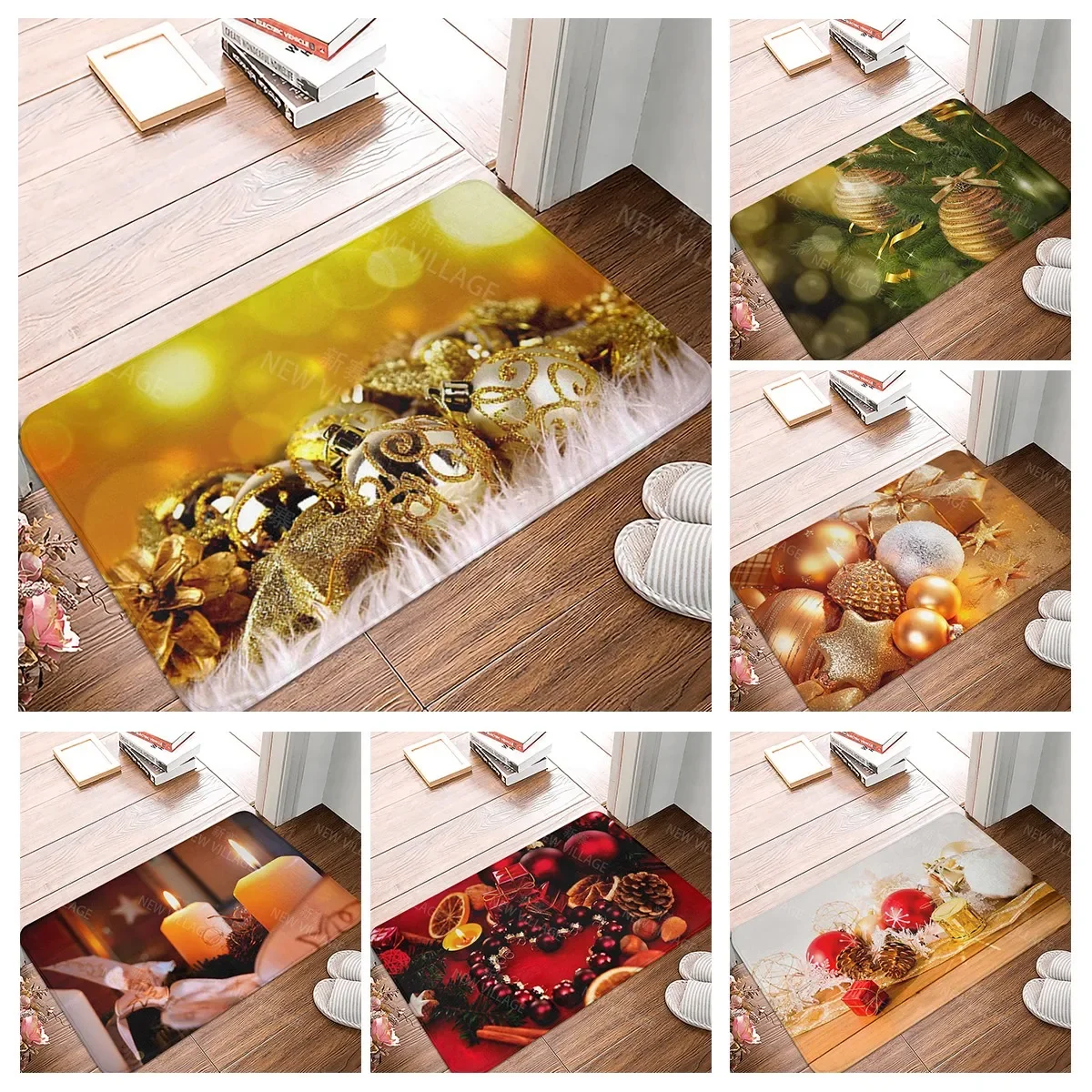 

Домашний Коврик для прихожей, домашний Рождественский Придверный коврик, коврик для ванной, коврик для ног, нескользящий коврик для ванной, кухонный коврик для поглощения воды