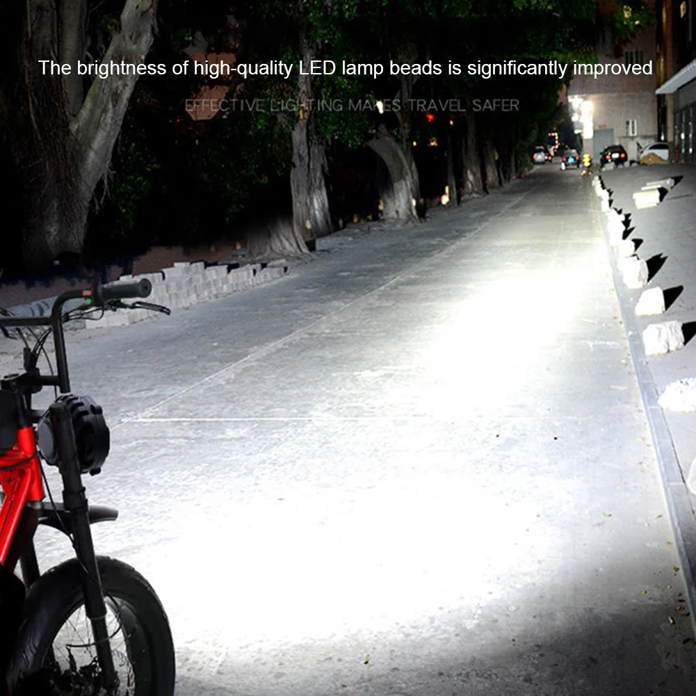 E-Bike 36V 48V Scheinwerfer Elektro-Fahrradlicht mit Hupe Wasserdichter Scheinwerfer aus Aluminiumlegierung Nachtsicheres Fahren Frontscheinwerfer_voghion.com