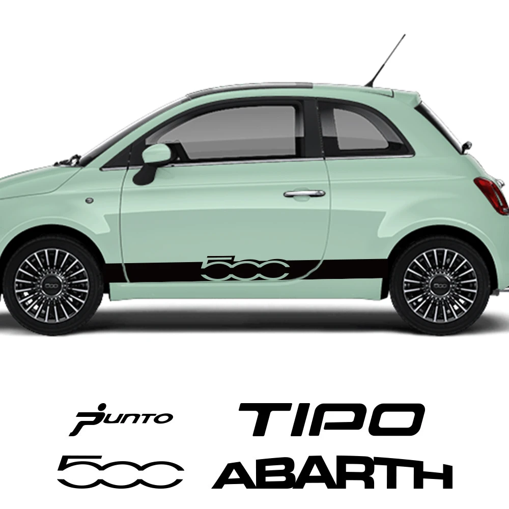 Adesivo Strisce Gonna Laterale Portiera Auto Per Fiat 500 Panda Punto Abarth 595 Tipo Grafica Stile Decor Decalcomanie Accessori Tuning Automatico