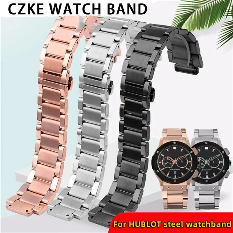 SCHIK 316L Solid Stainless Steel Watch Strap For Hublot Big Bang 27x19mm 23x17 21x13 Soft Watchband For Men Women