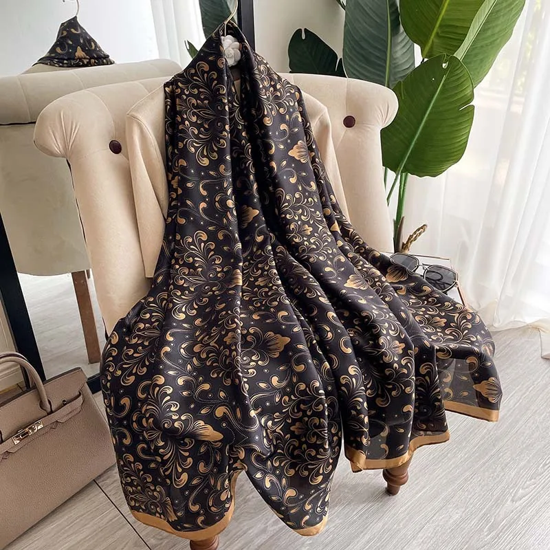 Se50a1be78f9240dba8113bc41c9f0e7ct 180x90cm Large Silk Satin Scarf Hijab Women Print Spring New Shawl Wrap Female Hand Foulard Pashmina Mallzona