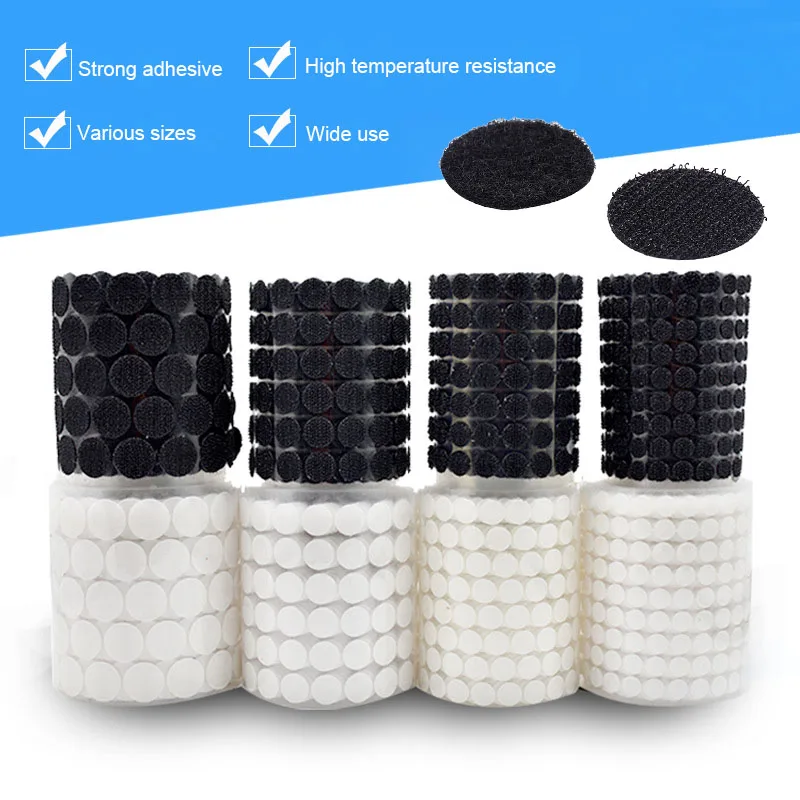 Velcro Dots, 200 Pack Self Adhesive Velcro 10mm Self Adhesive Velcro Dots  For Glass Plastic Paper, 100 Black + 100 White