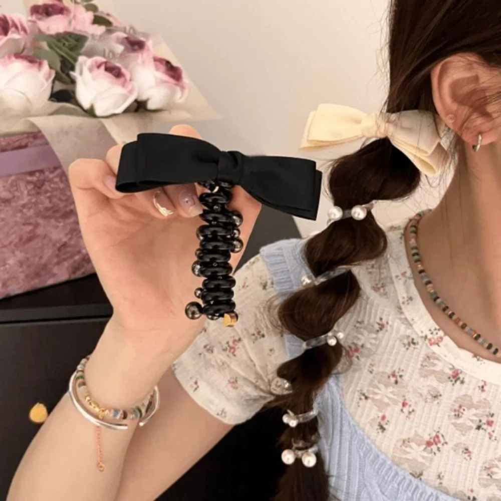 Chic Bow Knot Spiral Coil Elastic Hair Bands - Stylish Hair Accessories