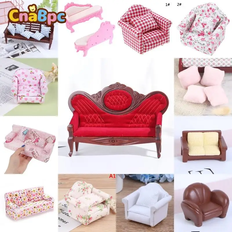 

Many Types 1/12 Dollhouse Simulation Sofa Pillow Miniature Sofa Doll House Furniture Living Room Accessorie For Children Gifts