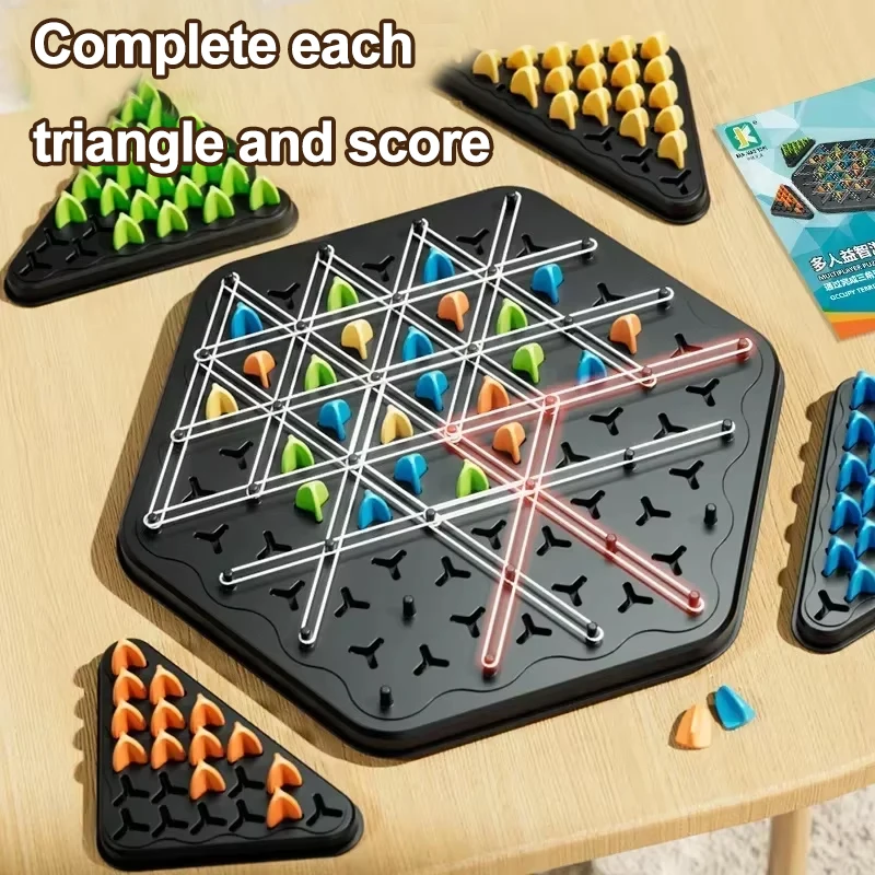 Chess Puzzle Toys Geometry Chain Chess Puzzle Triangle Chess Desktop Game Rubber Band Training Family Interaction Exercise Thinking
