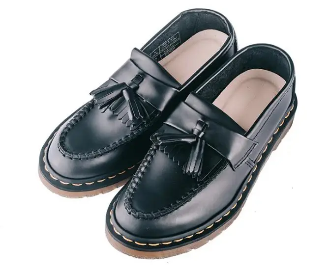 

New Handmade Retro Genuine leather fringe men Shoes Round toe Slip on Loafers Casual shoes for men