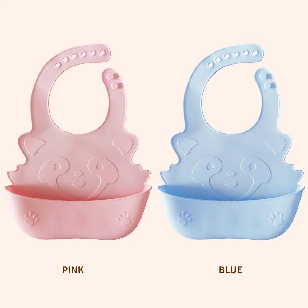Silicone Bib Plate Set Waterproof Raccoon Soft Cartoon Baby Stuff Adjustable BAP Free  Saliva Towel Drooling Baby Scar Edible