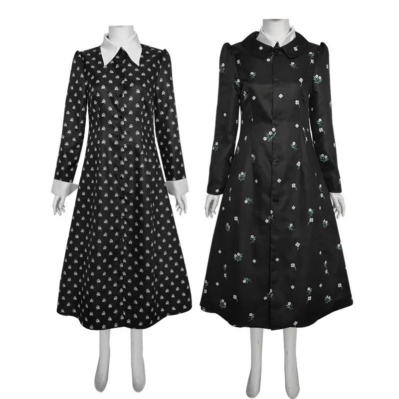 Netflix Wednesday Addams School Uniform Cosplay Costume for Adults with Wig