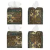 Custom William Morris Woodpecker In Fruit Tree Tissue Box Holder Birds Rabbits Floral PU Leather Facial Tissue Box Cover for Car 2