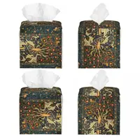 Custom William Morris Woodpecker In Fruit Tree Tissue Box Holder Birds Rabbits Floral PU Leather Facial Tissue Box Cover for Car 2