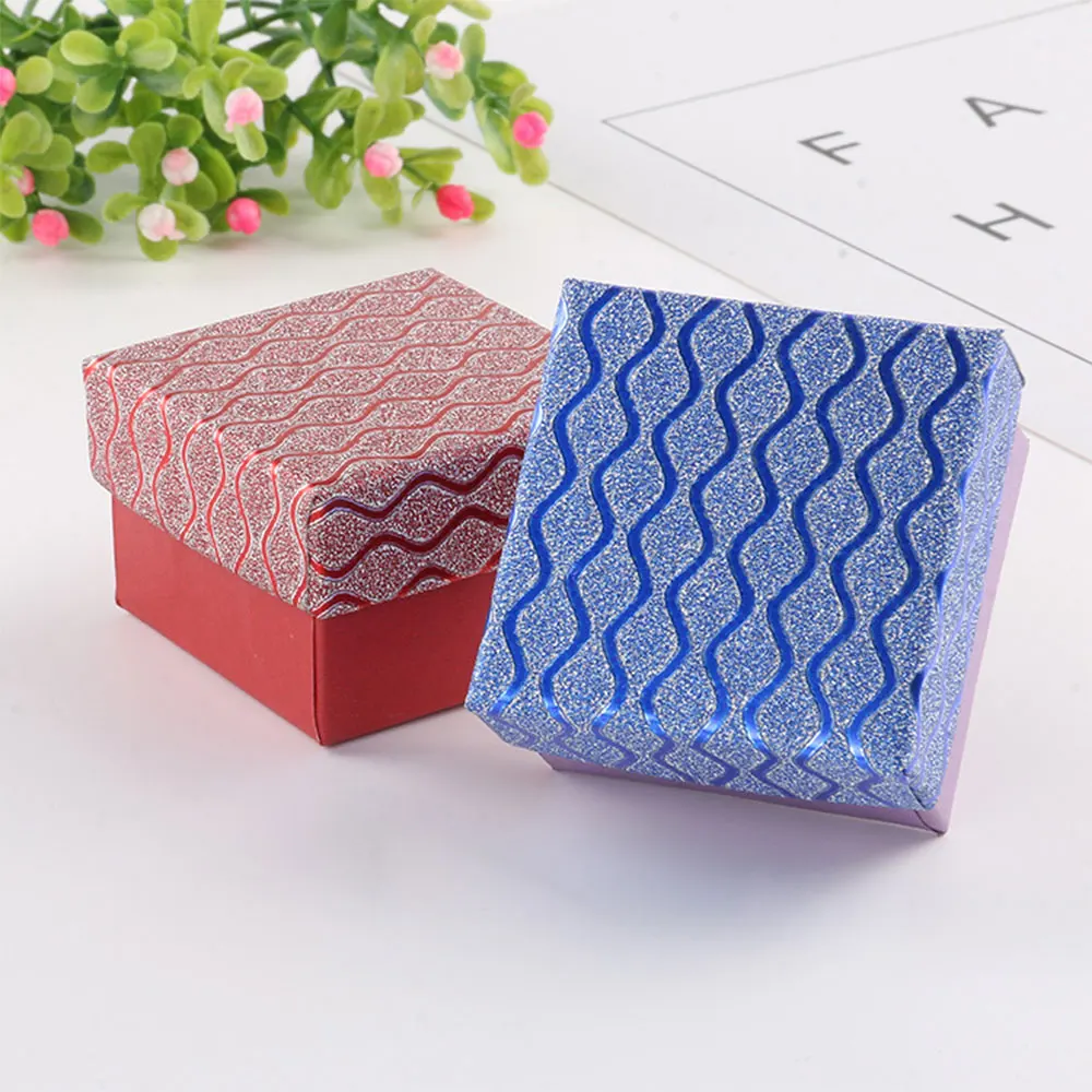 24pcs/Lot Fashion Glittering Water Ripple Paper Jewelry Box For Candy Ring Christmas Engagement Companion Packaging Cases Gift classic vintage antique heart shape jewelry box ring earrings necklace container small trinket storage organizer christmas gift