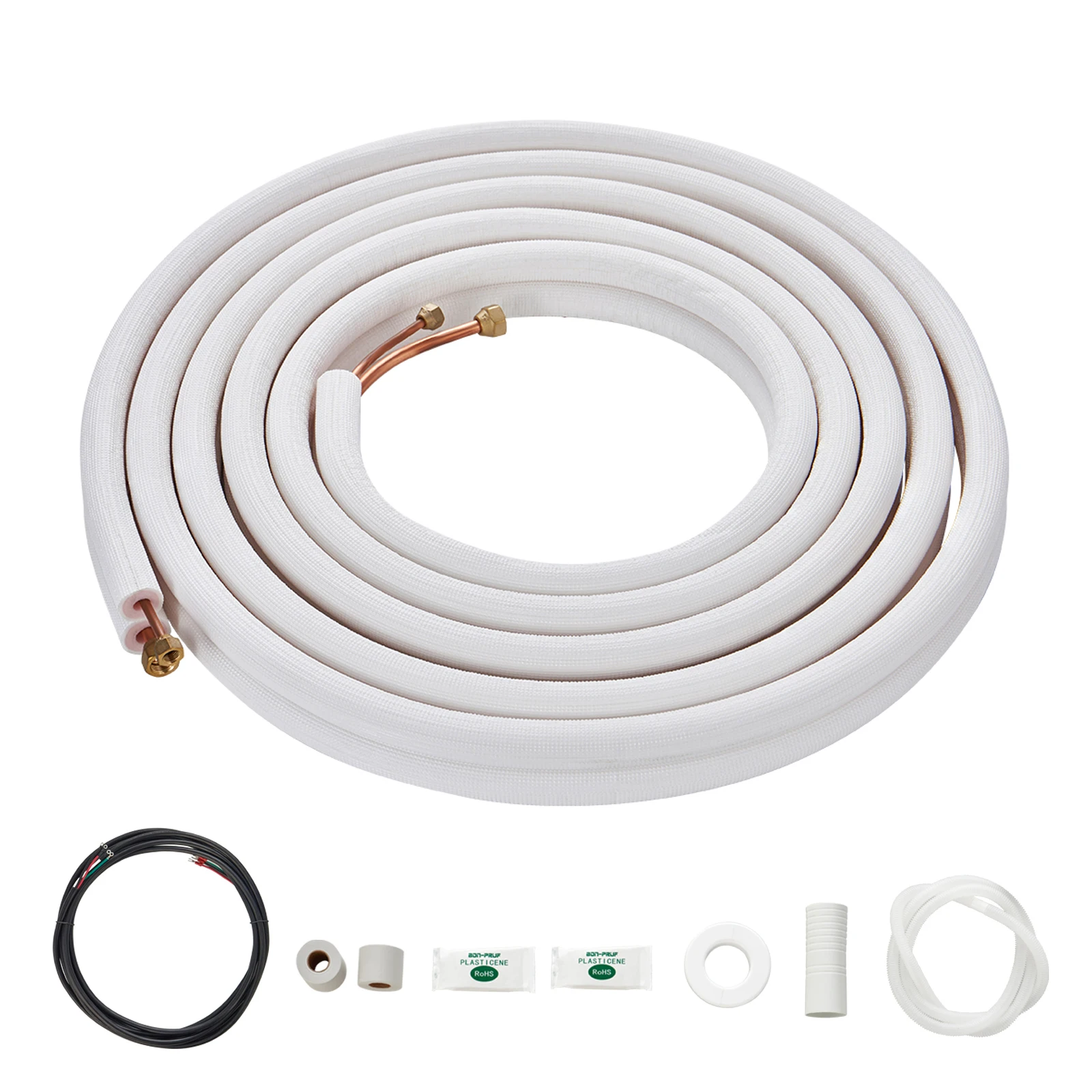 SucceBuy Mini Split Line Set O.D Copper Pipe Tubing and Triple Layer Insulation Air Heating Pump Equipment Accessories Cable