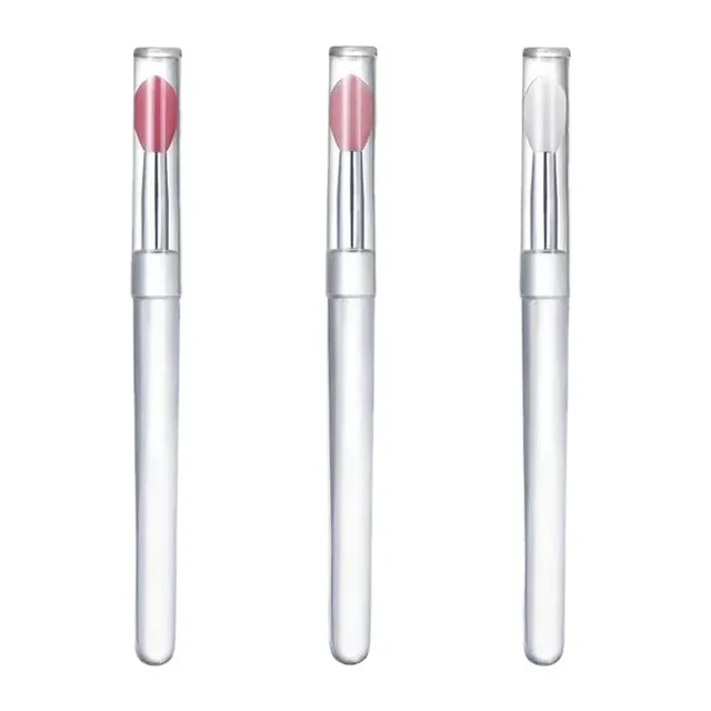 Portable Silicone Lip Brush With Cover Soft Multifunctional Lip Balm Applicator Lipstick Lipgloss Eyeshadow Makeup Brushes
