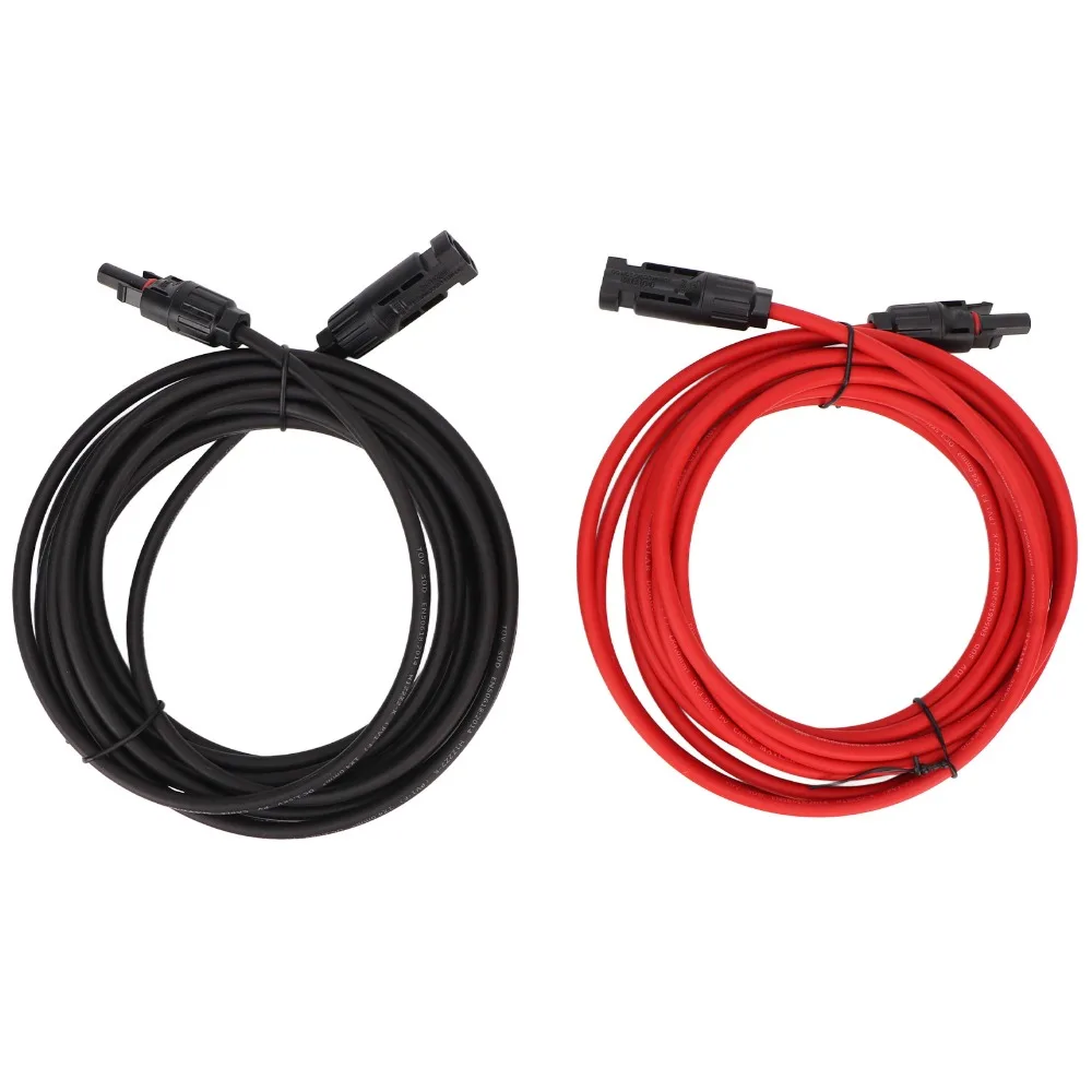 12AWG 와이어 태양광 패널 와이어 검정색 3미터 + 빨간색 3미터 4mm² 직경 태양광 연장 케이블 태양광 패널 배선