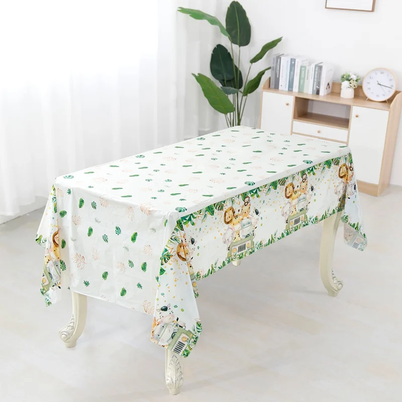 Party Decorations Jungle Animal Tablecloth Birthday Party Palm Leaves Jungle Safari Wild One Kids Birthday Party