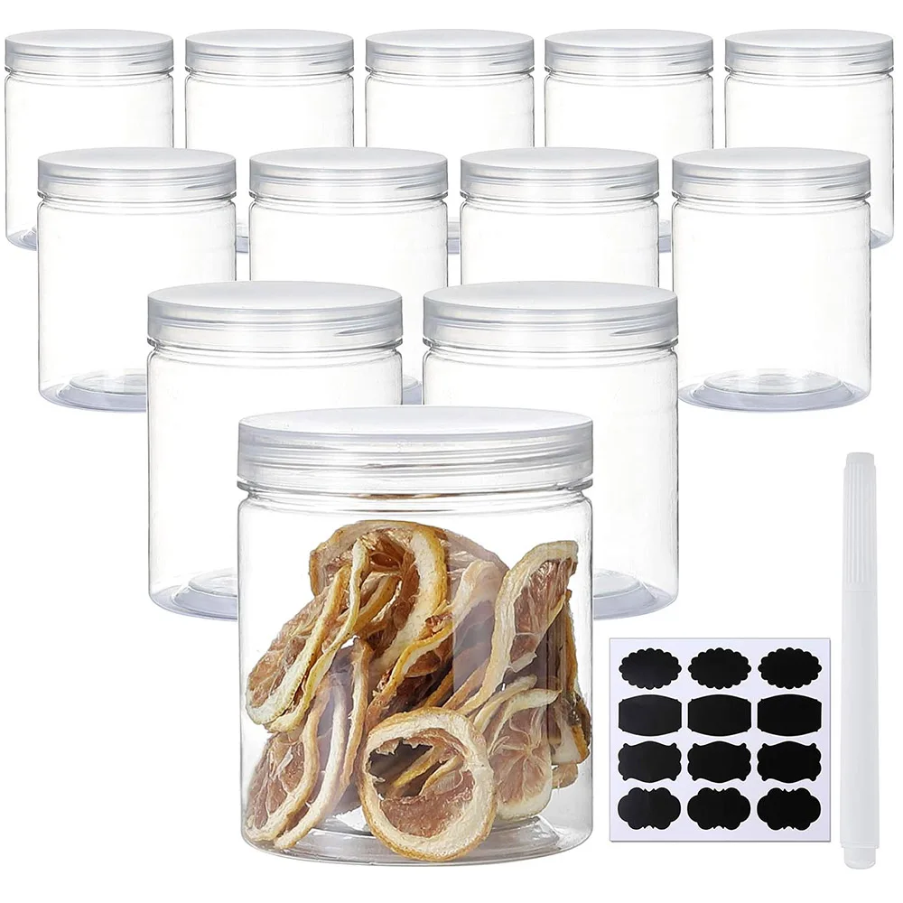 Plastic Jars Clear Plastic Slime Containers Kitchen Household Food Storage Dry Goods Creams 6 PCS 16 oz