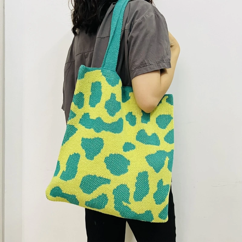 Knitted Handbags Women Shoulder Bag Knitted Tote Bag Casual Shopping Bag