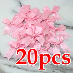 Set of 20 Fresh Pink Satin Ribbon Flower Bows - 8.5cm (Pink)