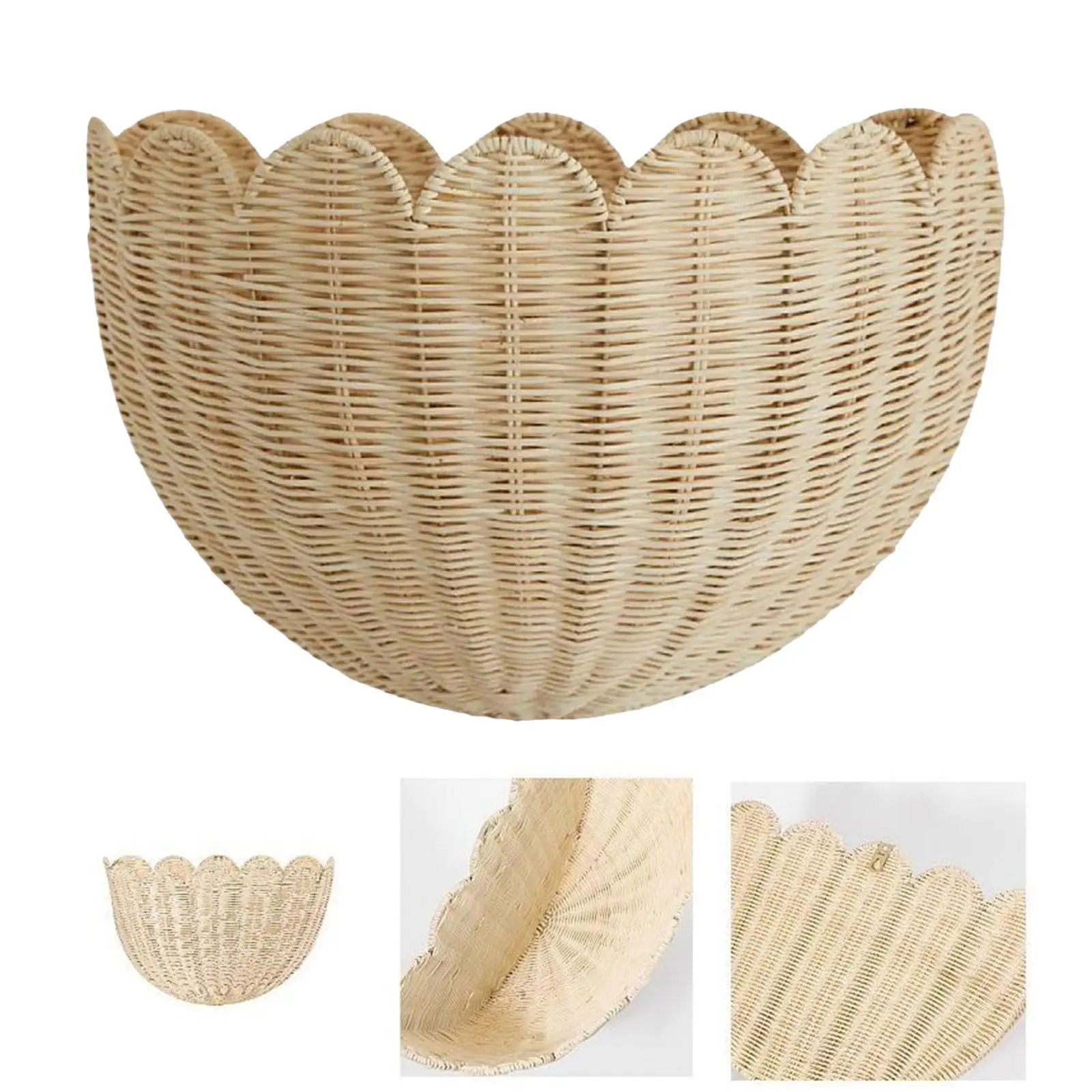 Woven Wall Hanging Basket Fruits Magazines Toys Portable Multifunctional Bin for Cabinet Farmhouse Bathroom Sundries Restaurant
