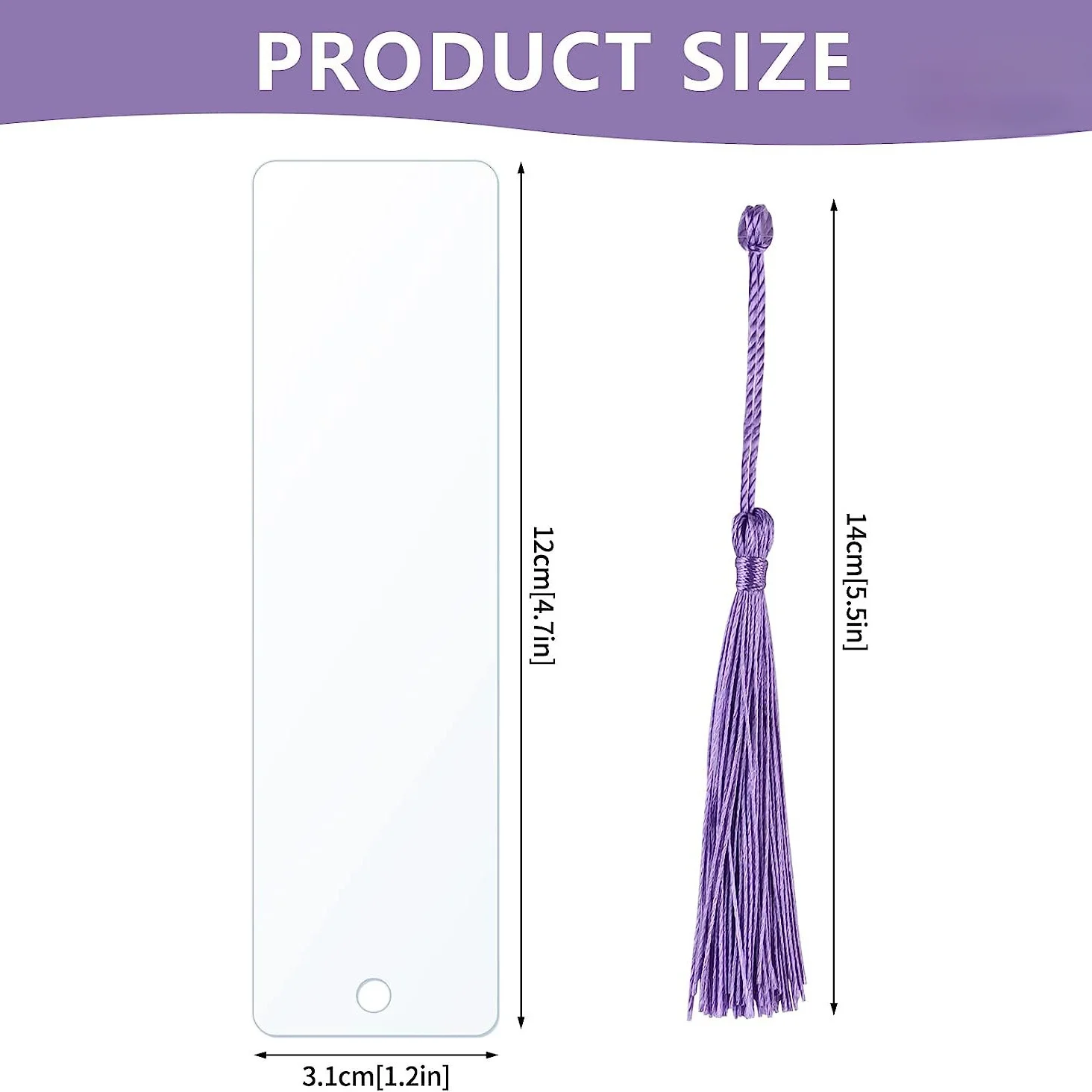 15pcs Blank Acrylic Bookmark DIY Incomplete Rectangular Colored Tassel Hanging Party Outfit Party Dressing Teacher Supplies