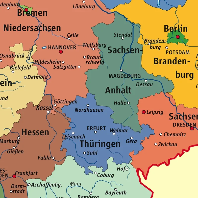 Map of The Germany Non-woven Canvas Painting Wall Art Poster Decorative Print Living Room Home Office School Supplies 100*150cm