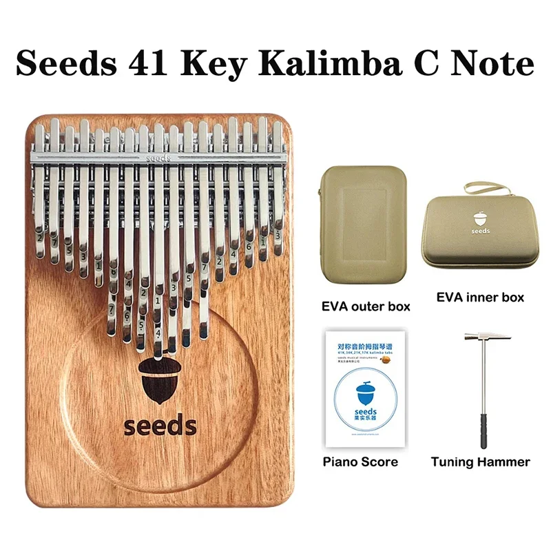 Seeds Chromatic Kalimba 41 Keys C Tone 3 Layer Professional Thumb